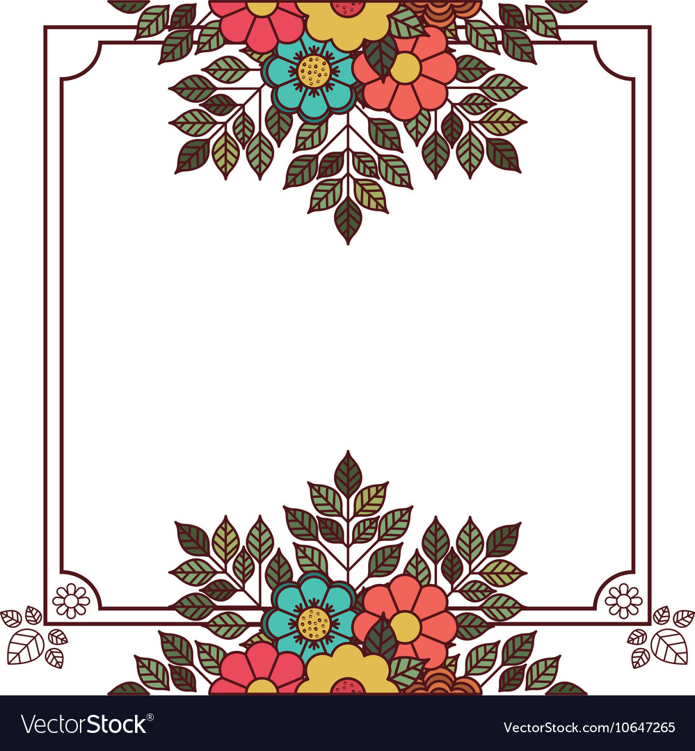 Flower and leaves frame design