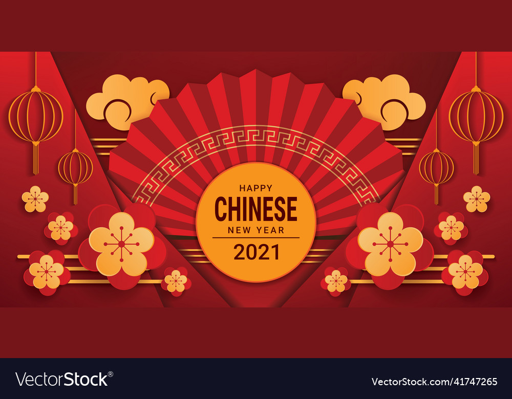 Happy chinese new year 2021 banner design Vector Image Happy chinese new year 2021 banner design