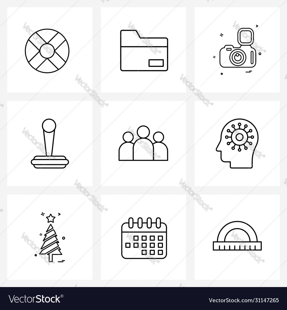 Modern line 9 simple icons stamp image