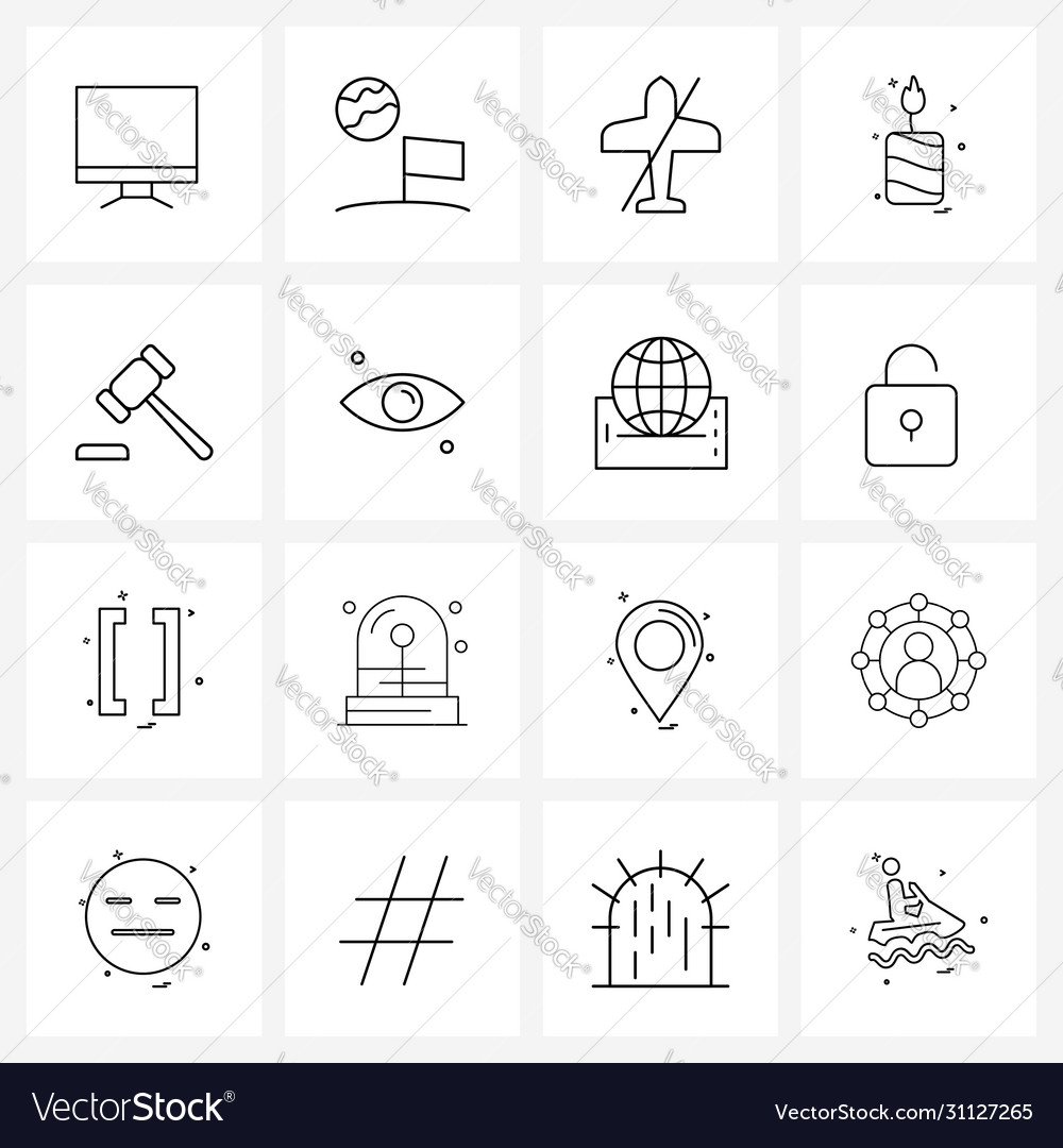 Modern style set 16 line pictograph grid based