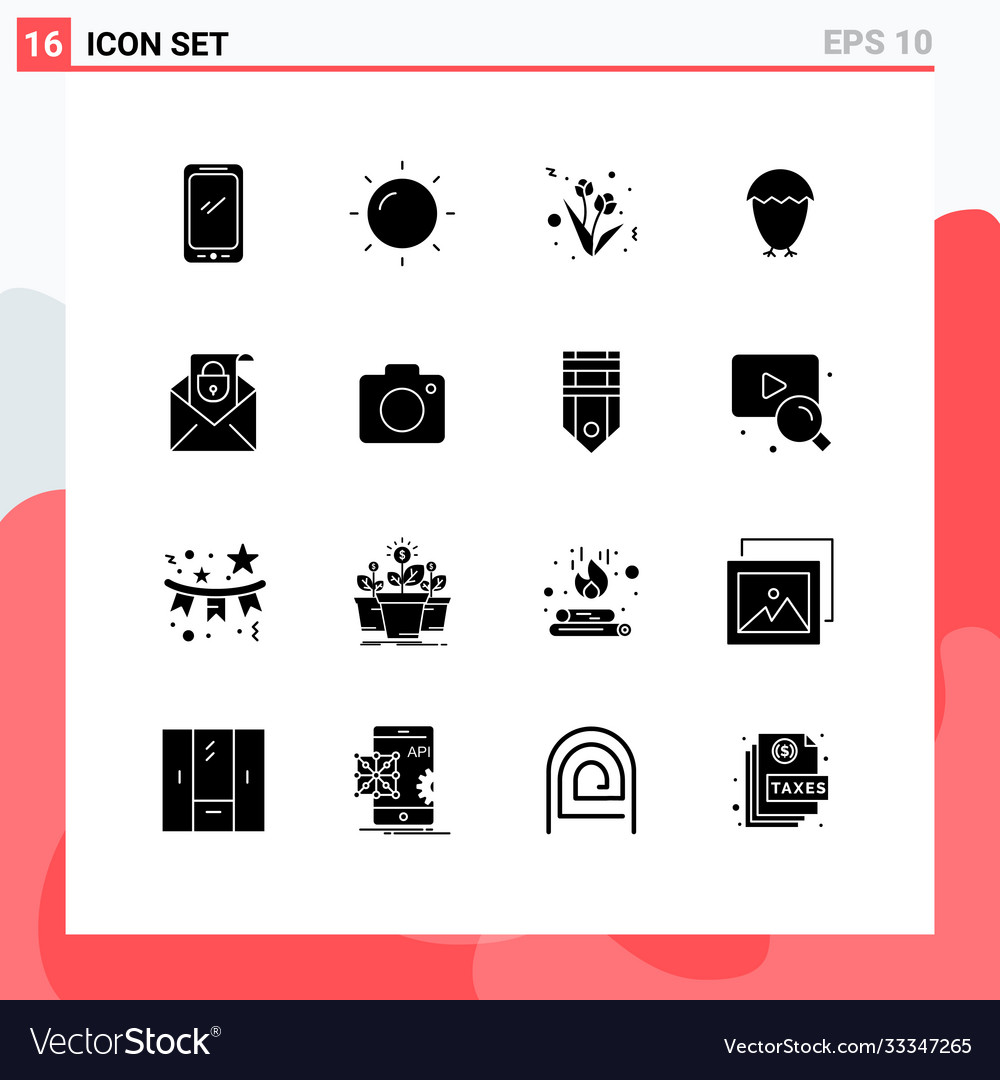 Set 16 solid glyphs on grid for security email