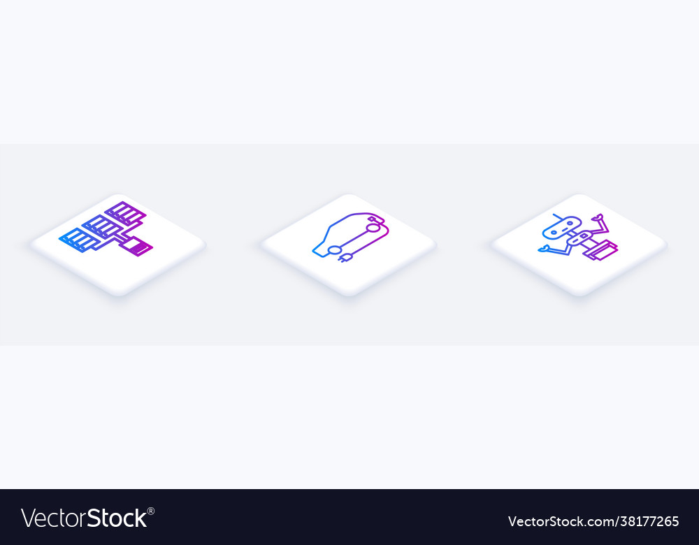 Set isometric line server data web hosting