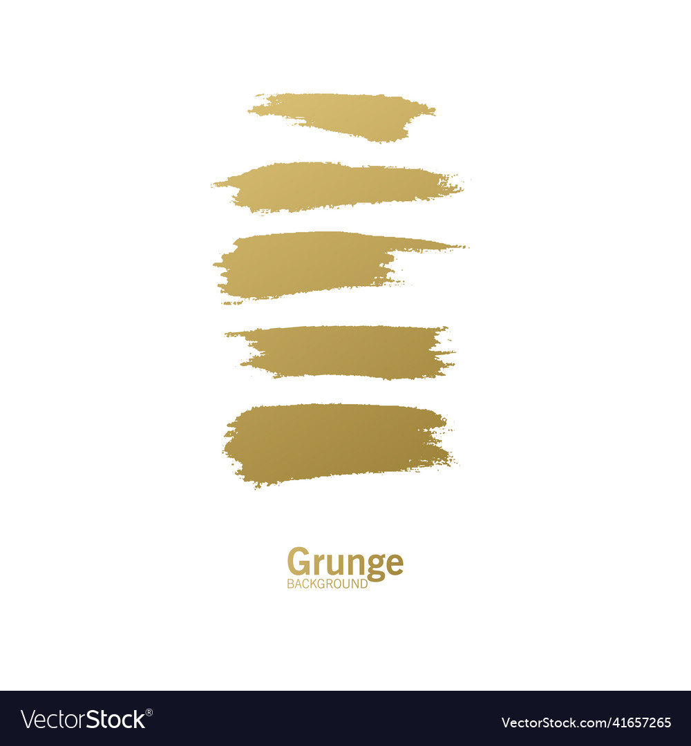 Set of golden paint brush strokes - gold