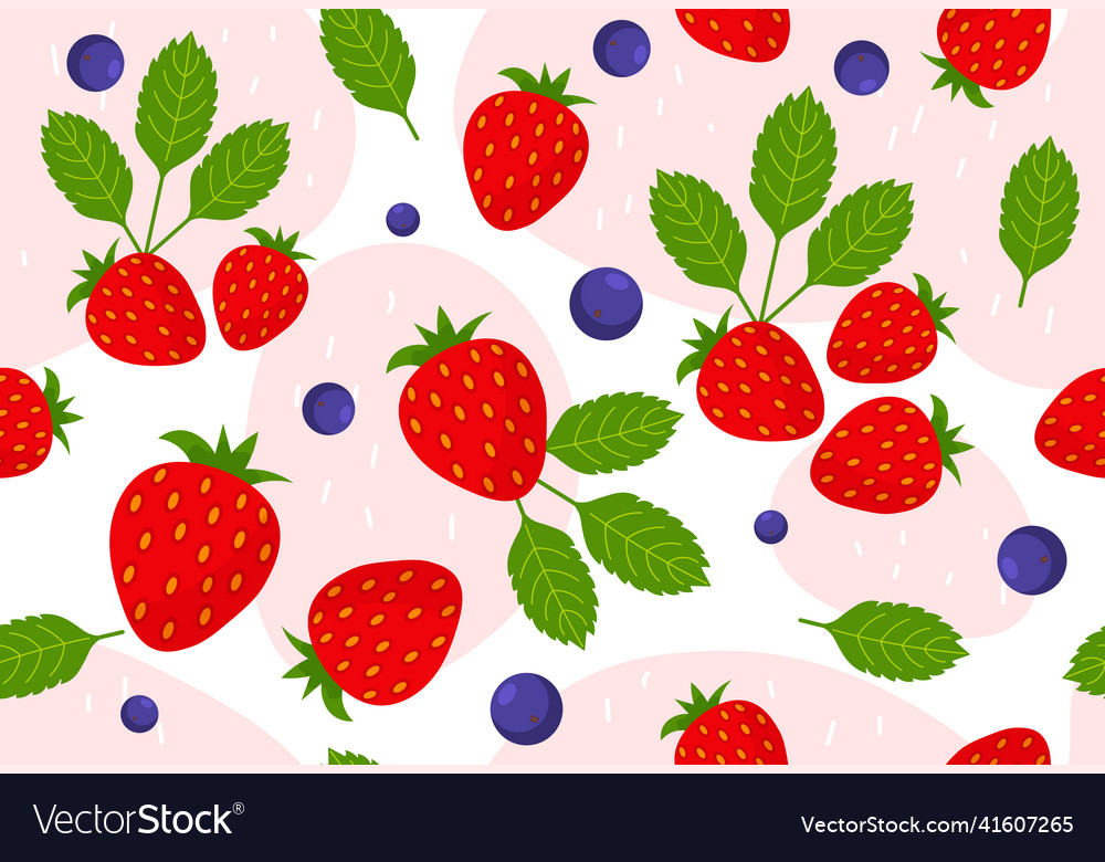 Strawberry seamless pattern vector image Strawberry seamless pattern