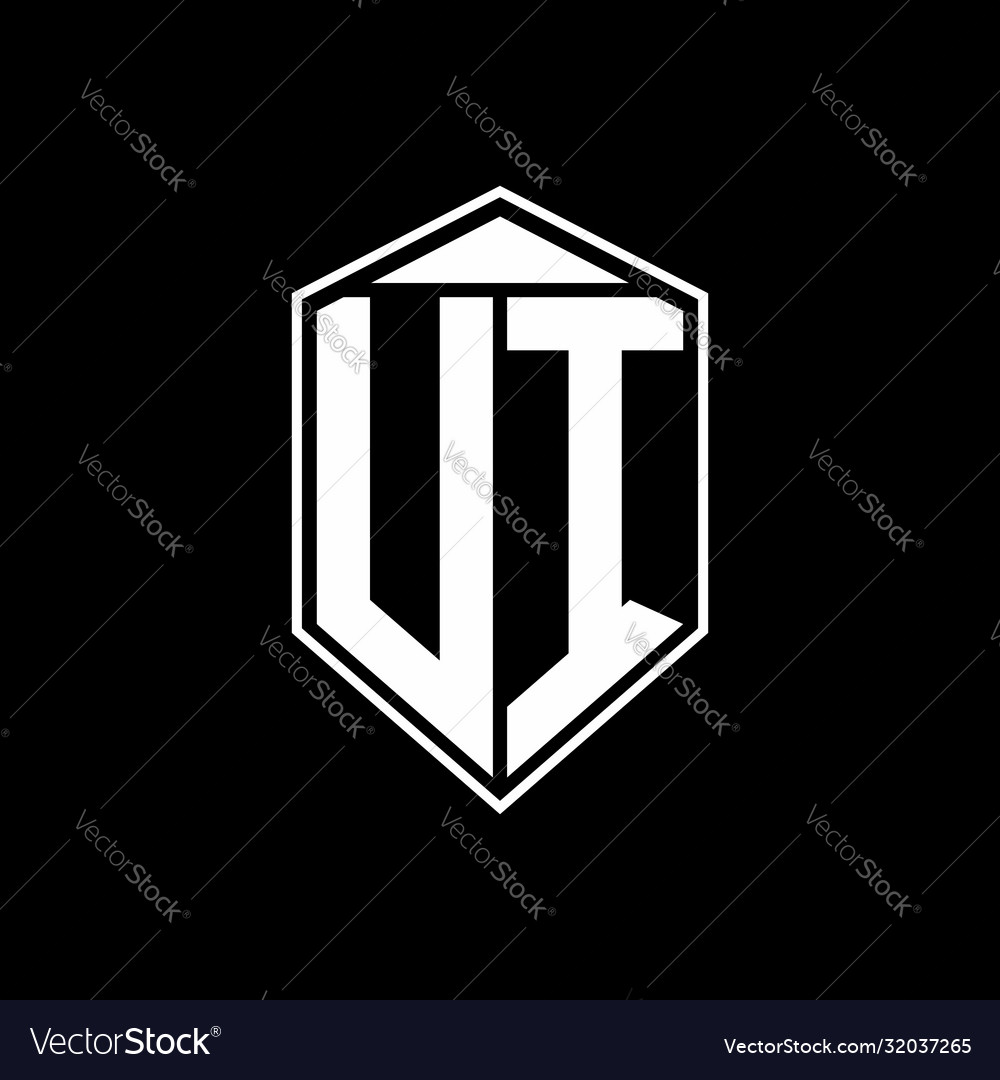 Ui logo monogram with emblem shape combination