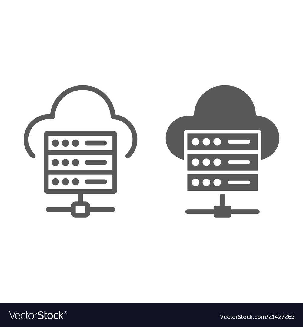 Web hosting line and glyph icon data