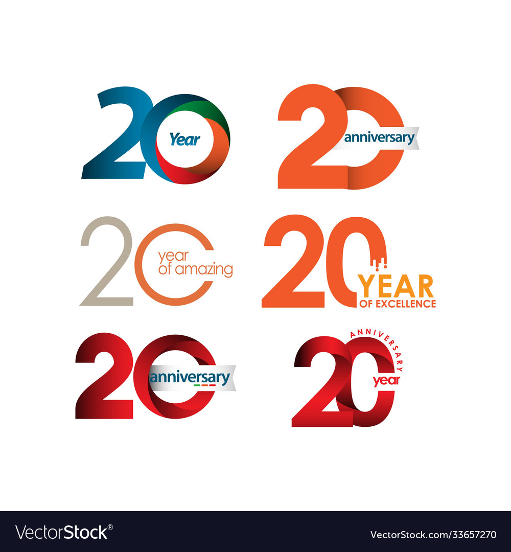 20 year anniversary set template design Royalty Free Vector