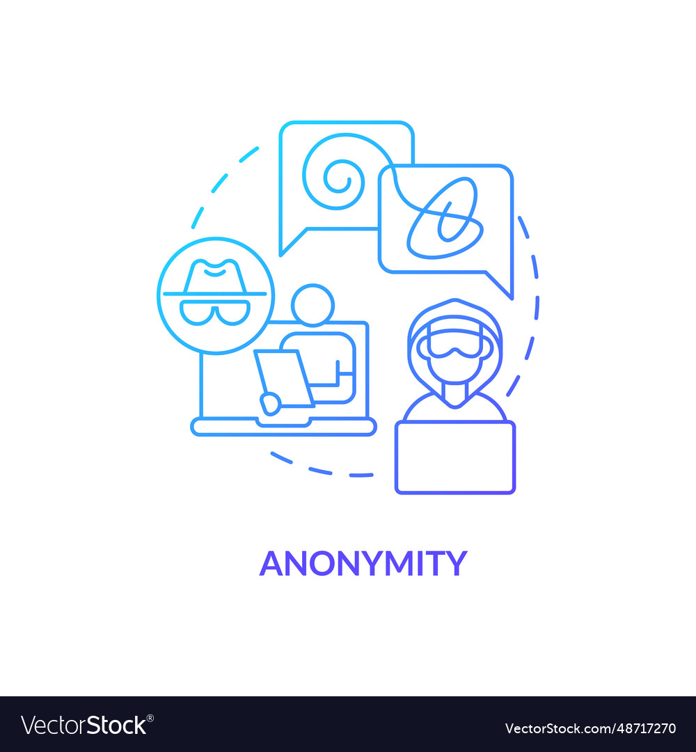 2d gradient anonymity linear icon concept vector image 2d gradient anonymity linear icon concept