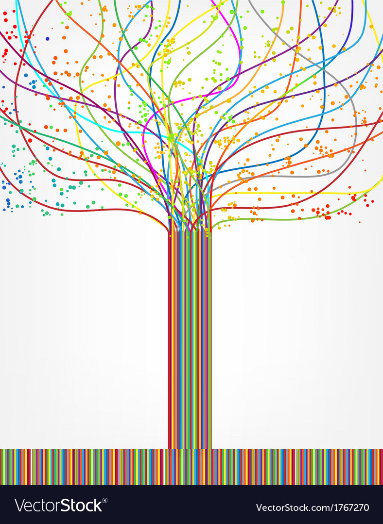 Abstract colorful tree from lines Royalty Free Vector Image
