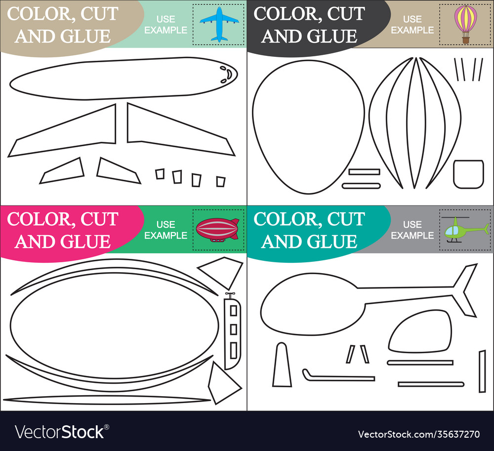 Air transport set games for children cut vector image Air transport set games for children cut