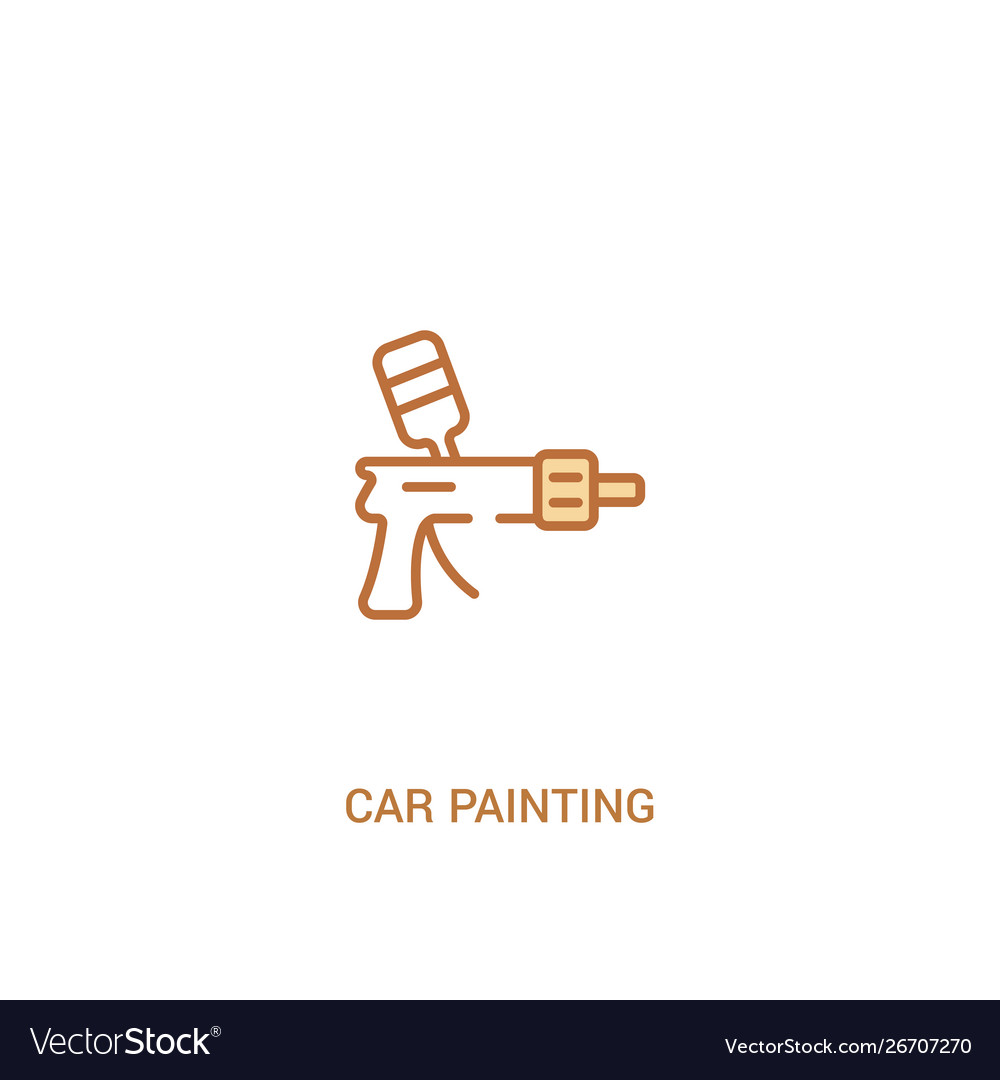 Car painting concept 2 colored icon simple line