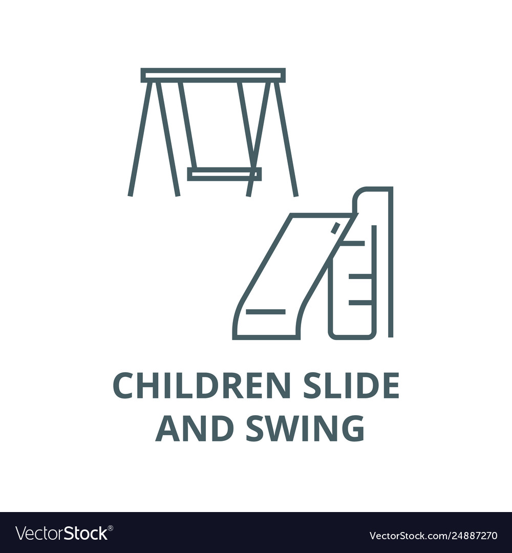 Children slide and swing line icon