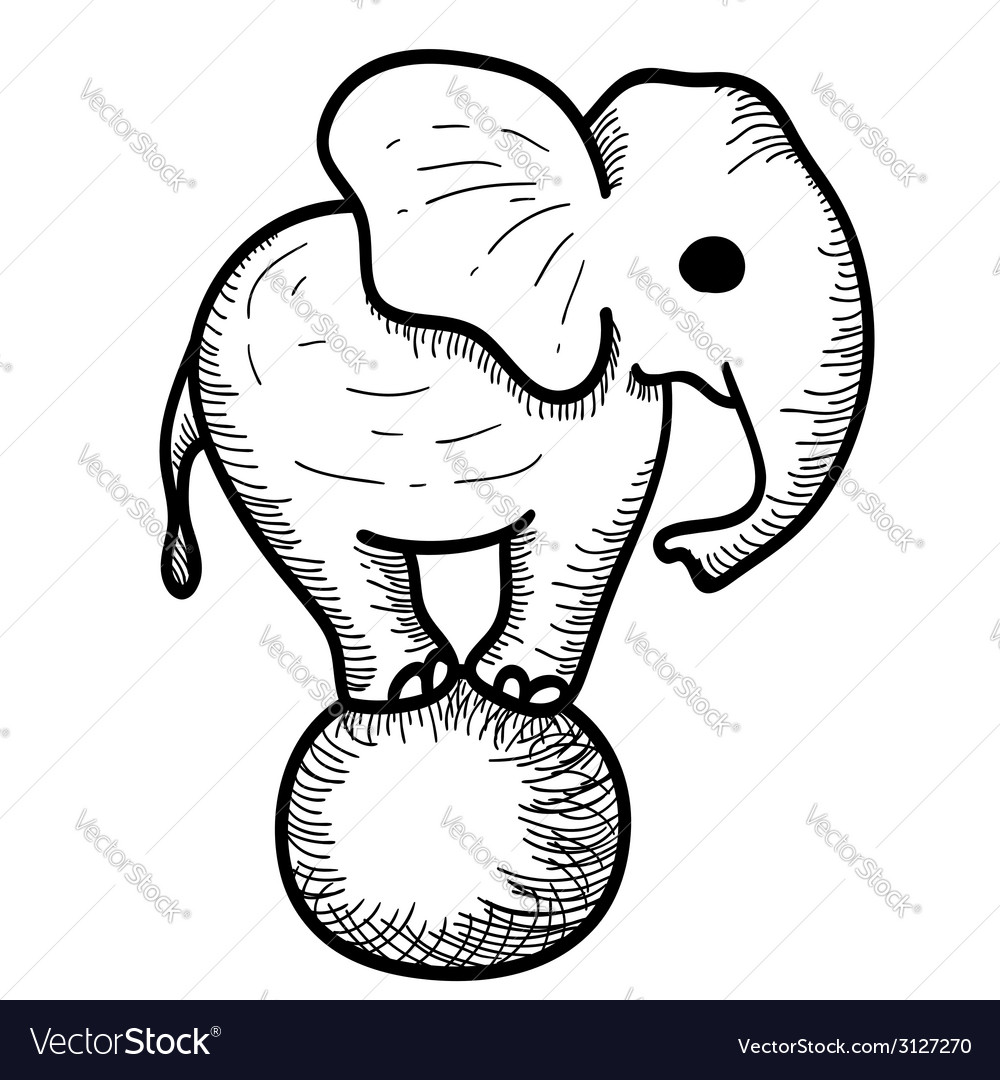 Niedlicher Cartoon Elefant auf einem Ball stehen