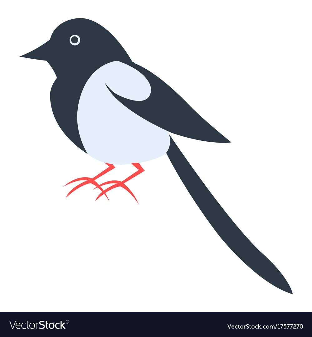 Cute magpie cartoon flat sticker or icon Vector Image