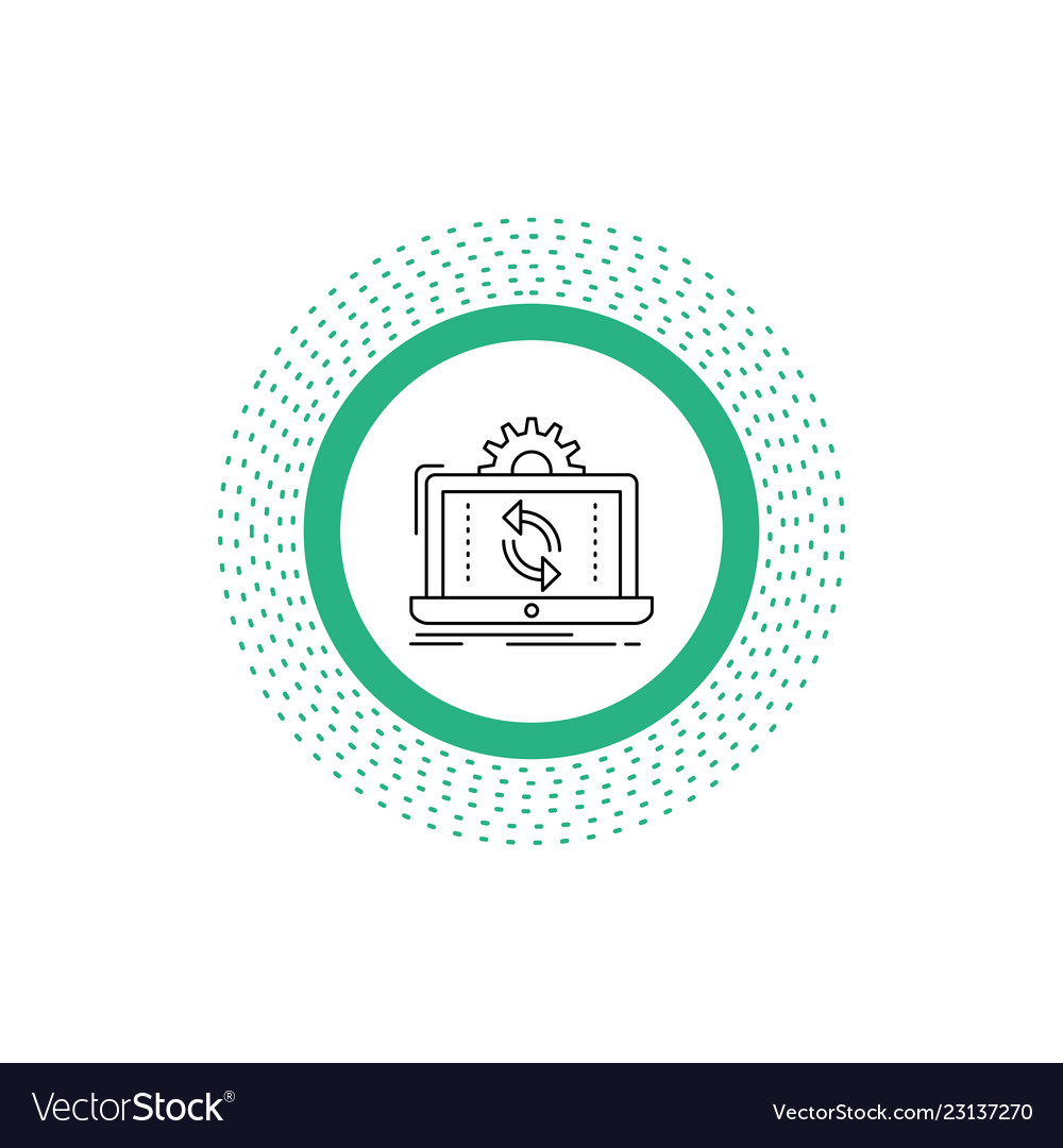 Data processing analysis reporting sync line icon
