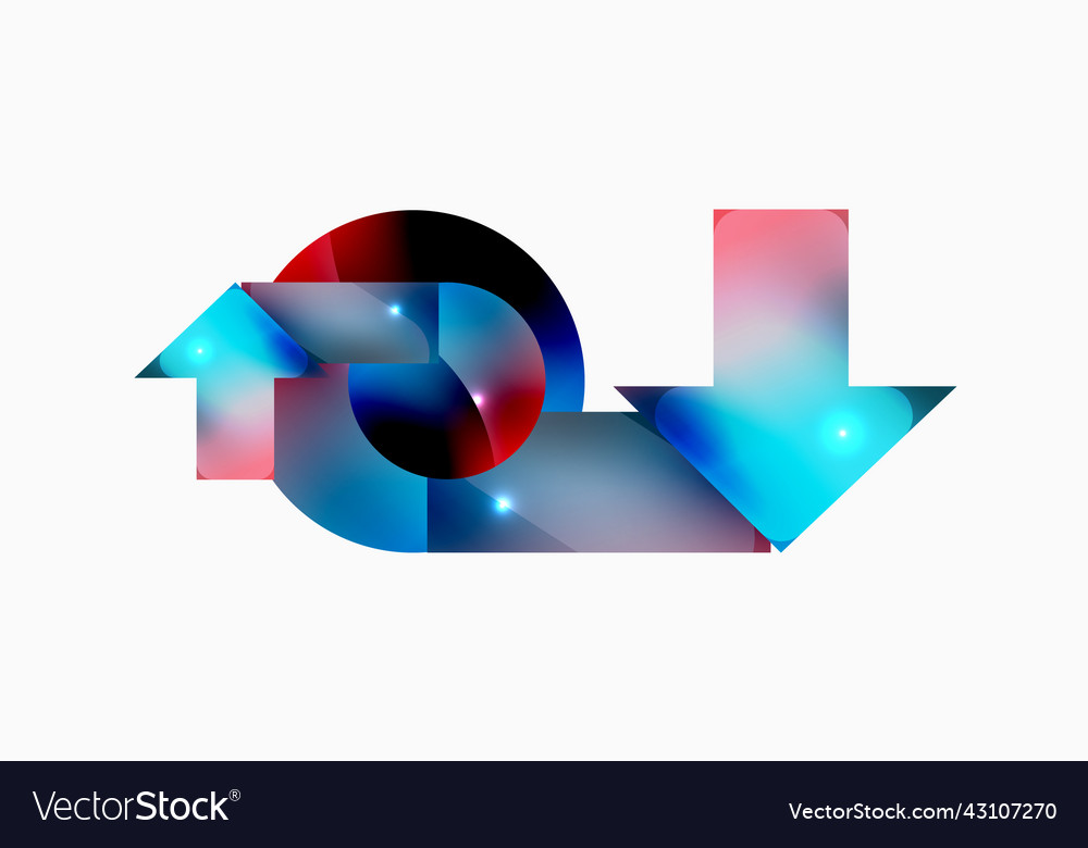 Dynamic composition shiny geometric shapes vector image Dynamic composition shiny geometric shapes