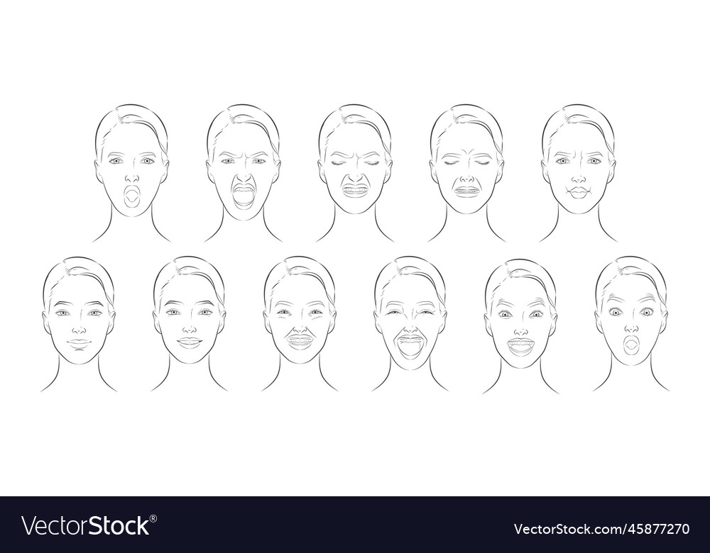 Faces expressions with different mood vector image Faces expressions with different mood