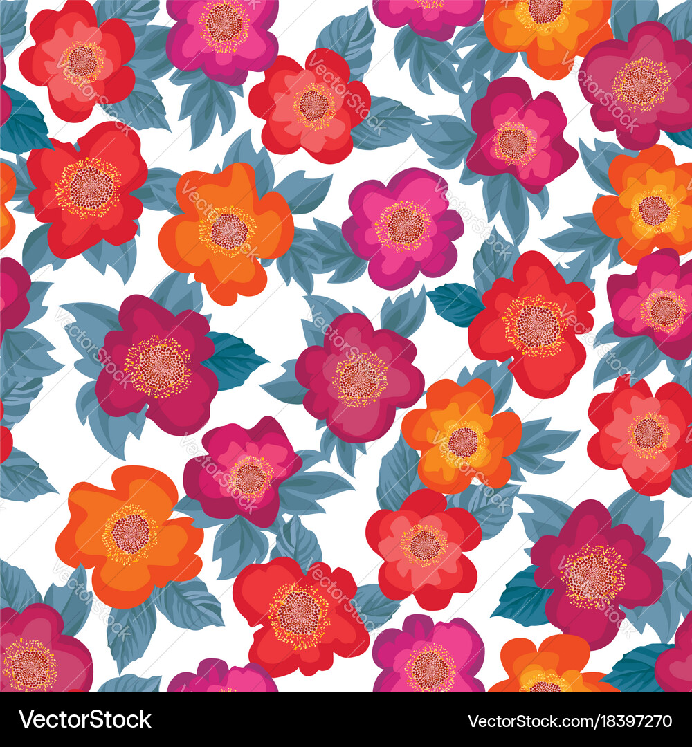 Floral seamless pattern flower background garden Vector Image