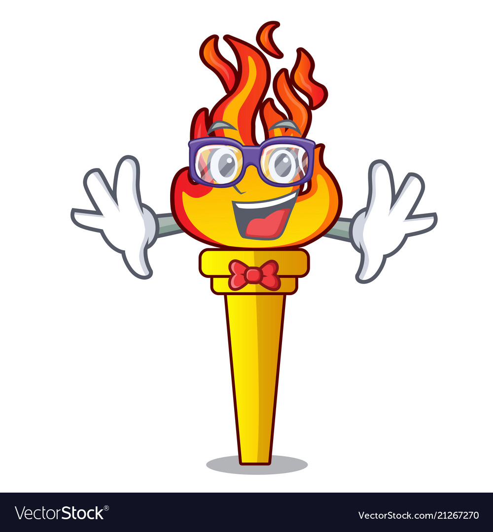 Geek torch character cartoon style Vector Image Geek torch character cartoon style
