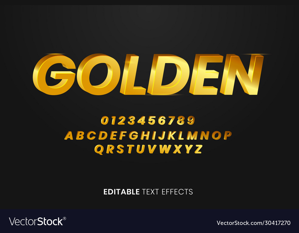 Golden 3d text style effect