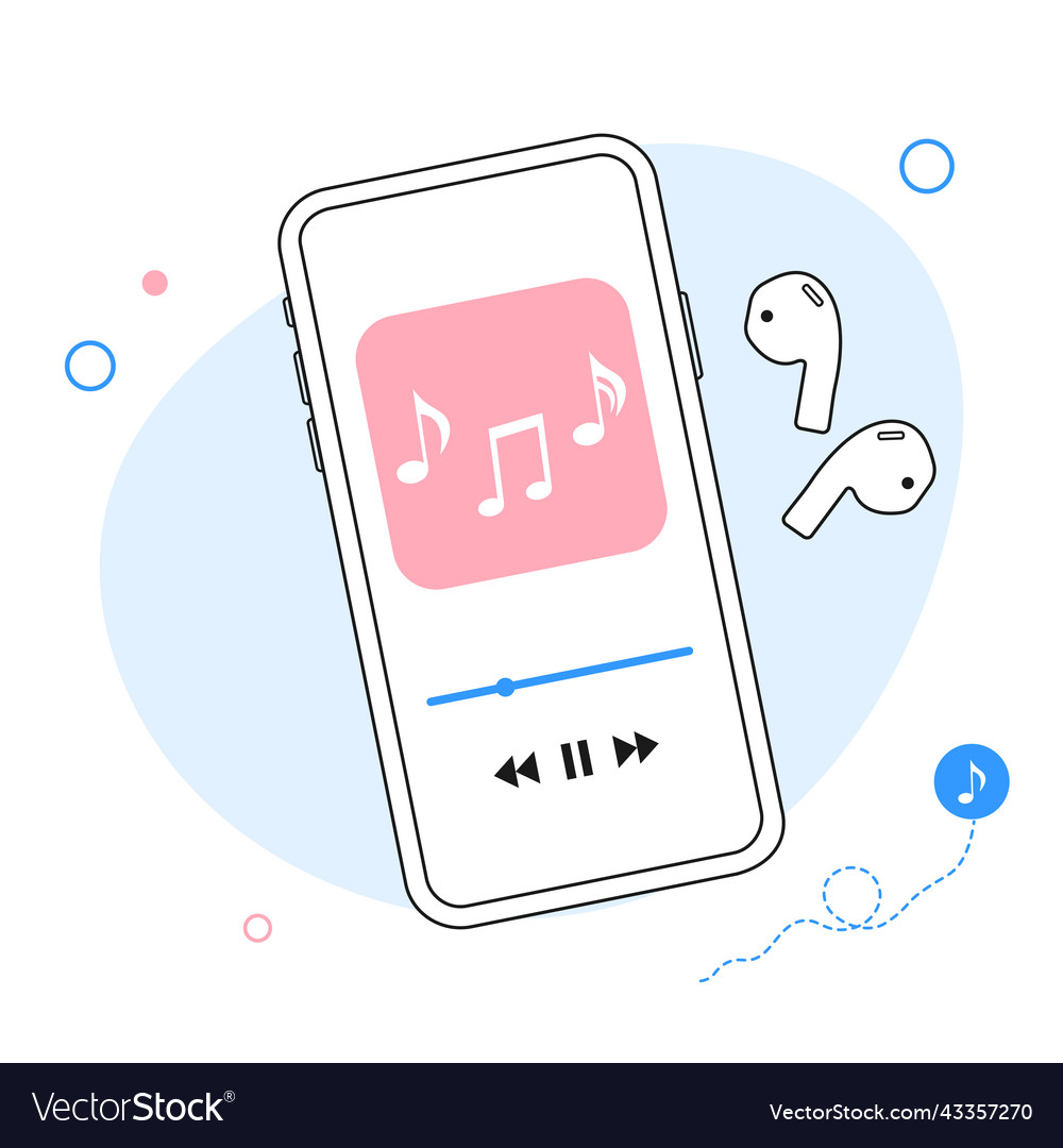 Music player interface with buttoms loading bar vector image Music player interface with buttoms loading bar