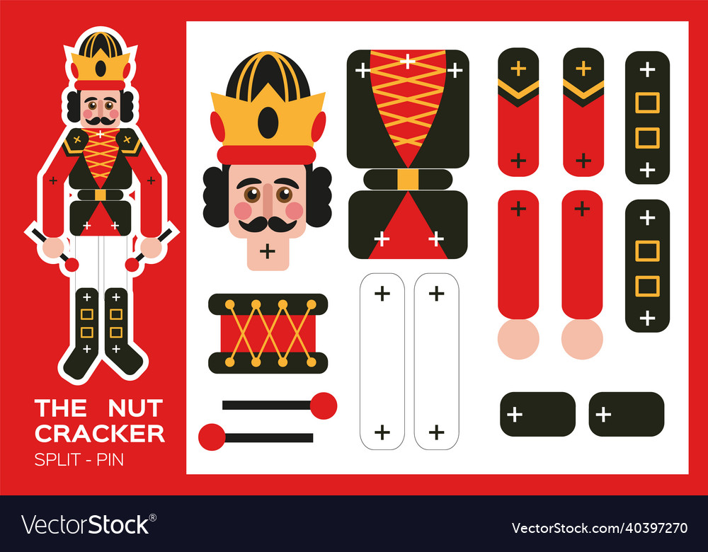 Nutcracker split-pin paper cut game christmas