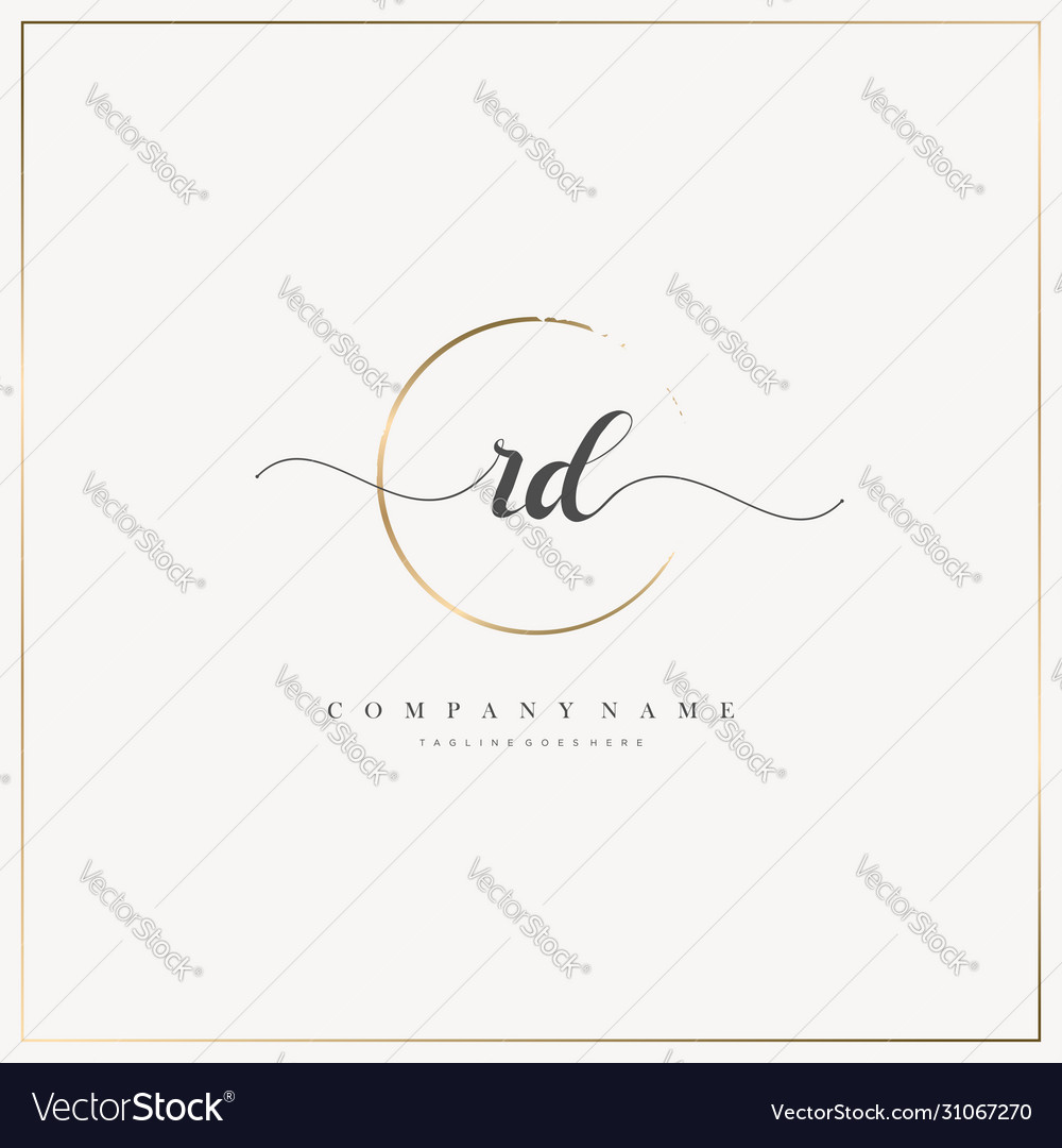 Rd Initial Letter Handwriting Logo Hand Drawn Vector Image