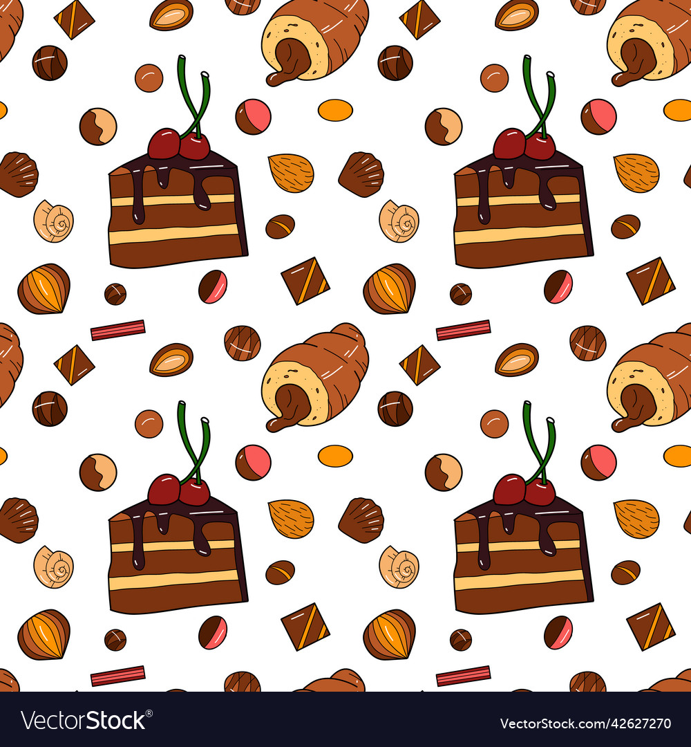 Seamless pattern with the image of chocolate