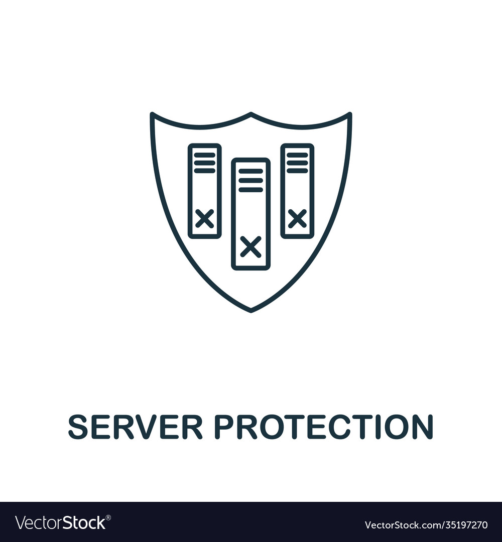 Server protection icon line style element from vector image Server protection icon line style element from