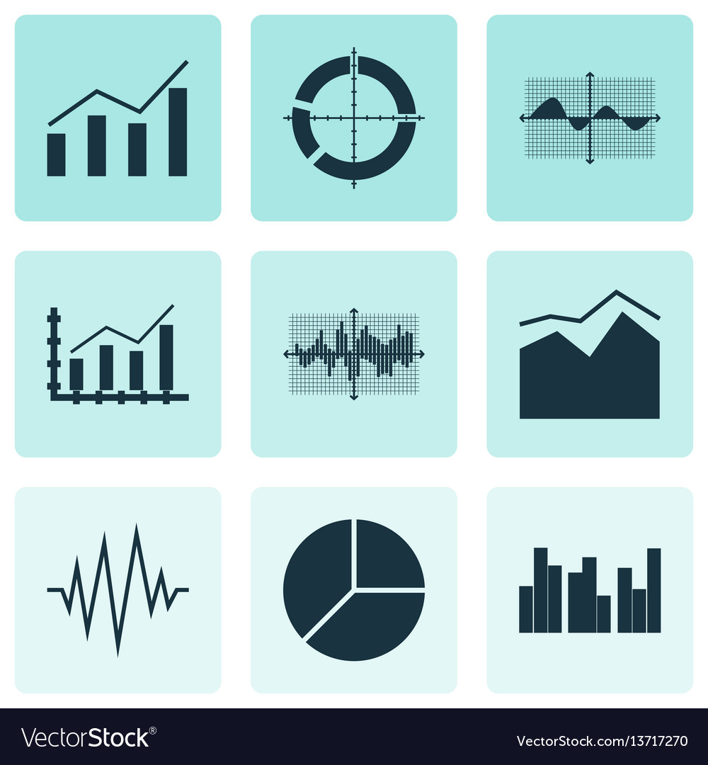 Set of graphs diagrams and statistics icons Vector Image Set of graphs diagrams and statistics icons