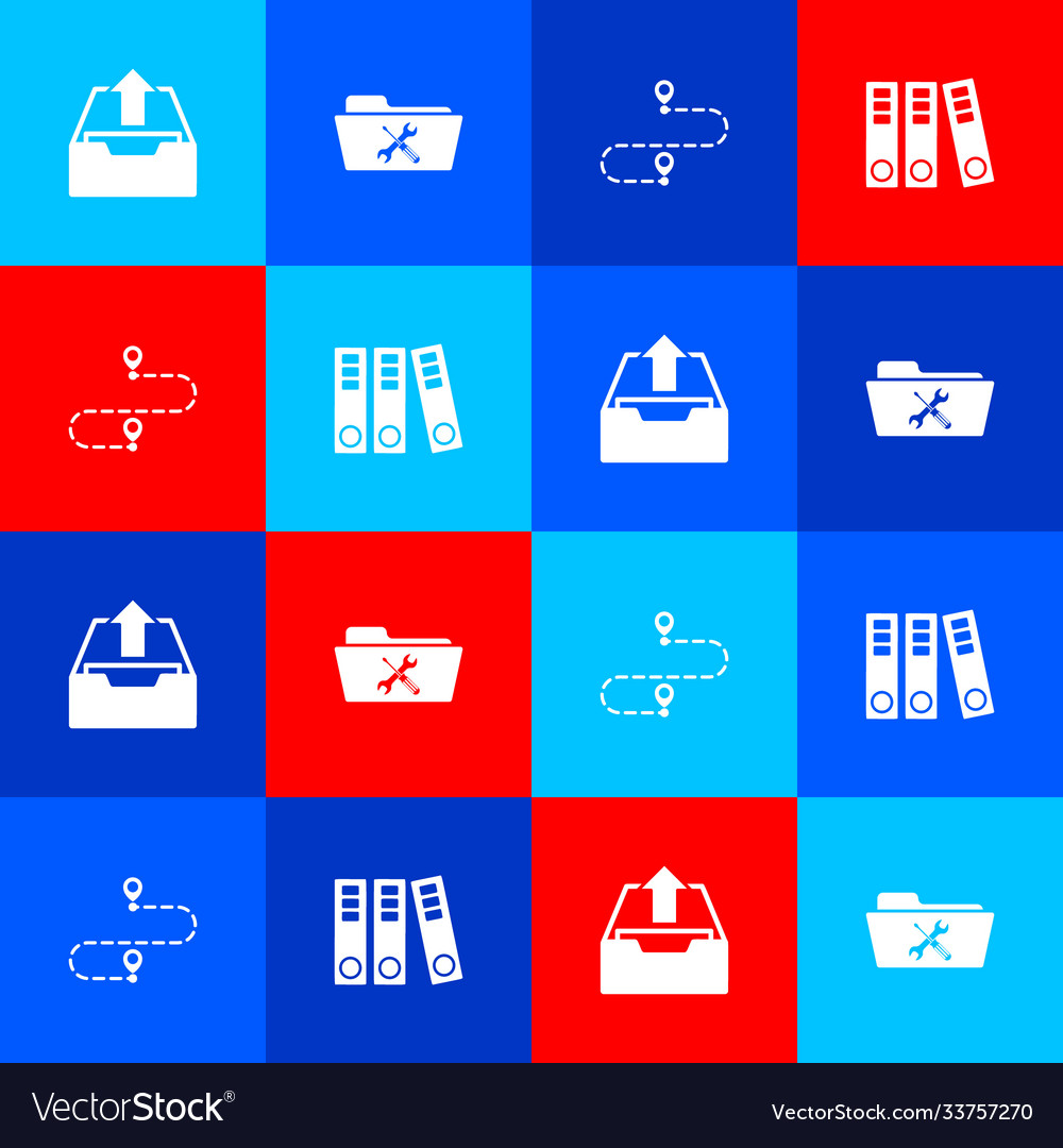 Set upload inbox folder service route location Vector Image Set upload inbox folder service route location