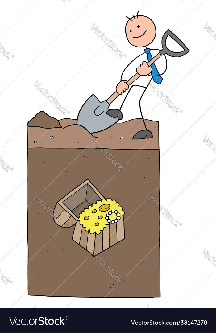 Stickman businessman character digging ground