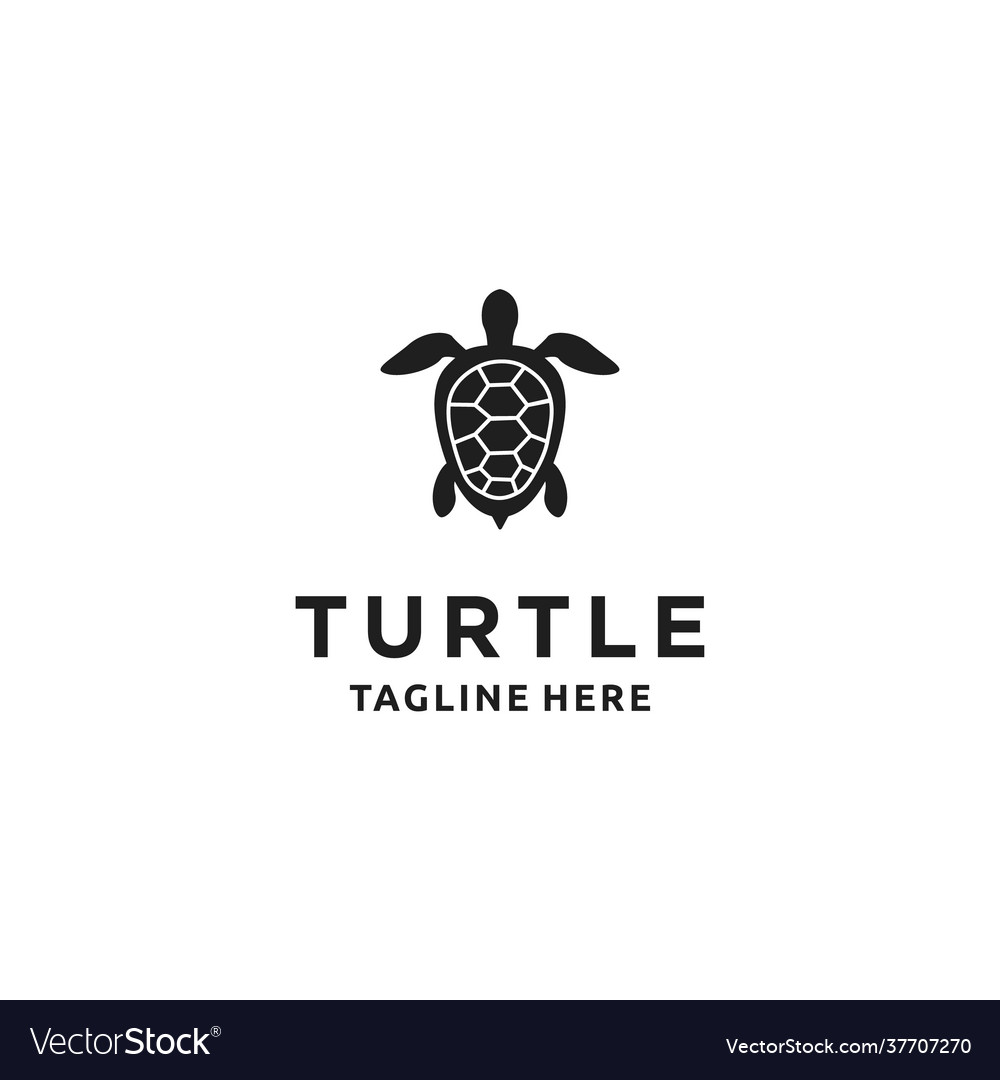 Turtle black silhouette minimalist logo design Vector Image