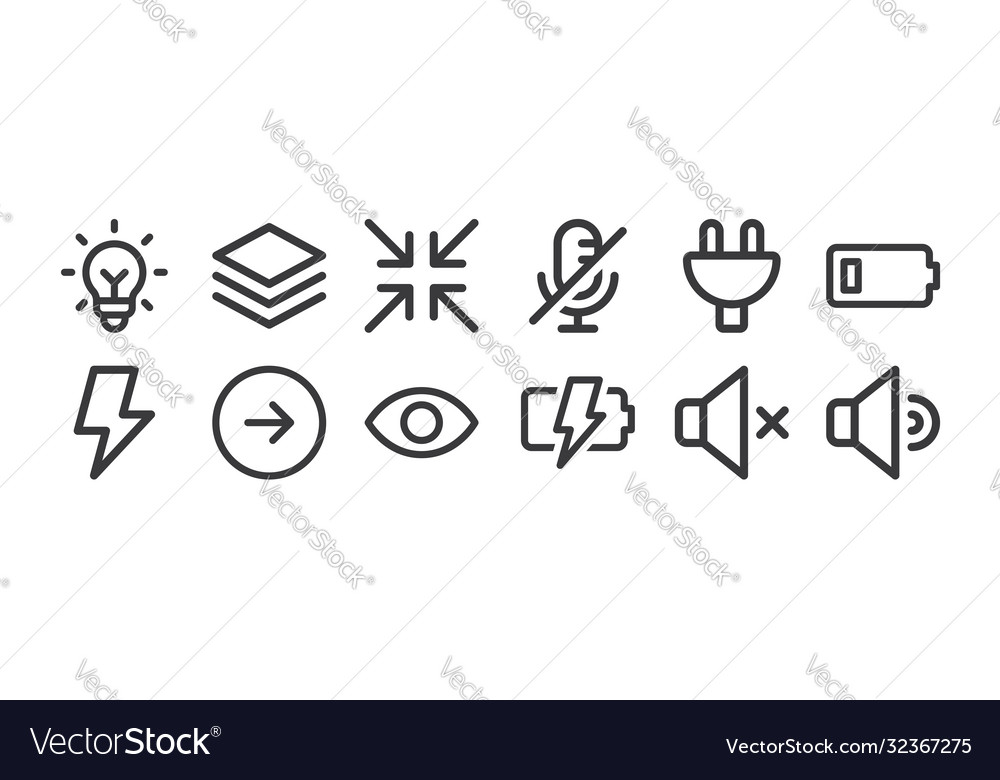 12 set linear user interface icons thin