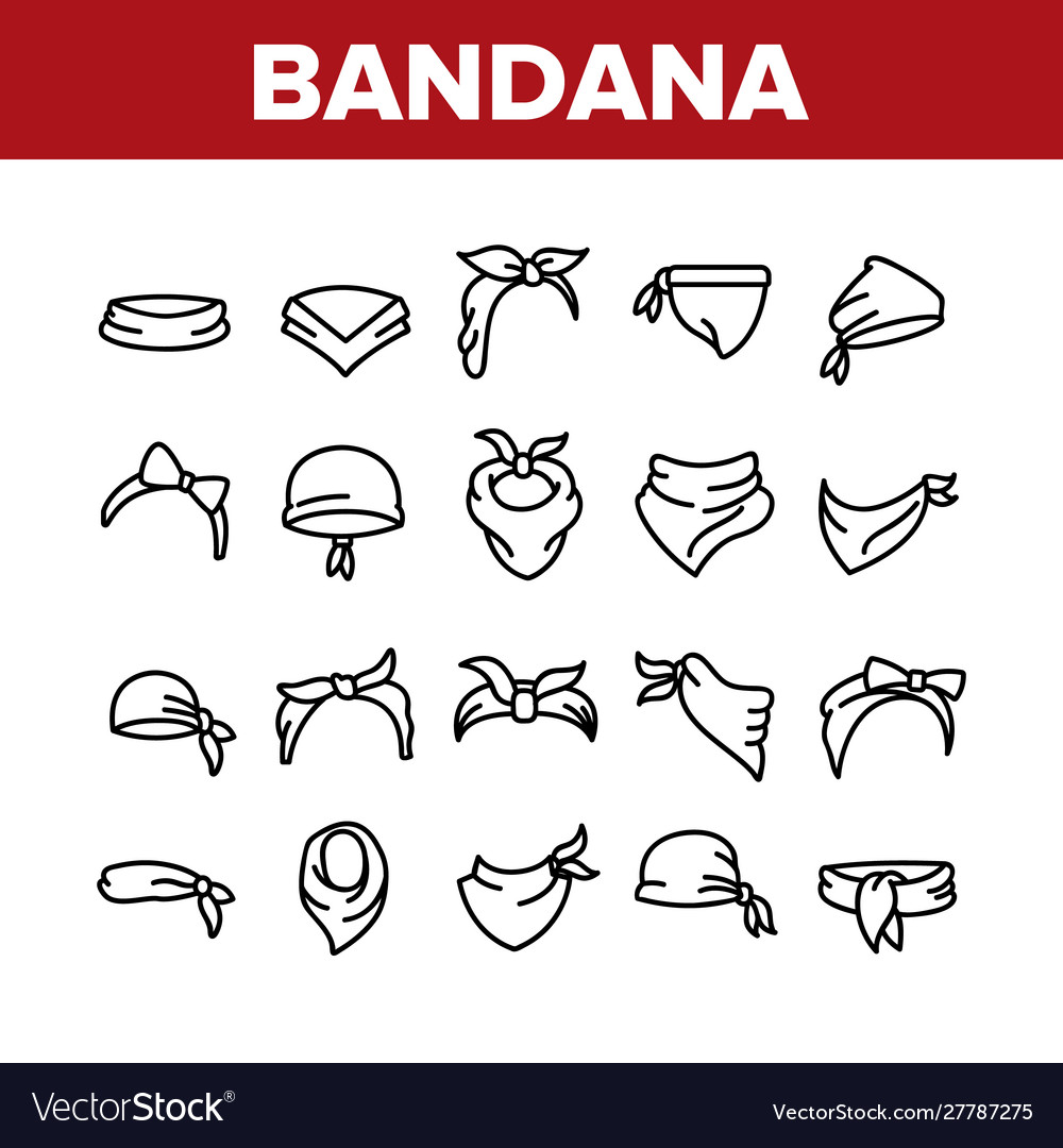 Bandana hats collection elements icons set vector image Bandana hats collection elements icons set