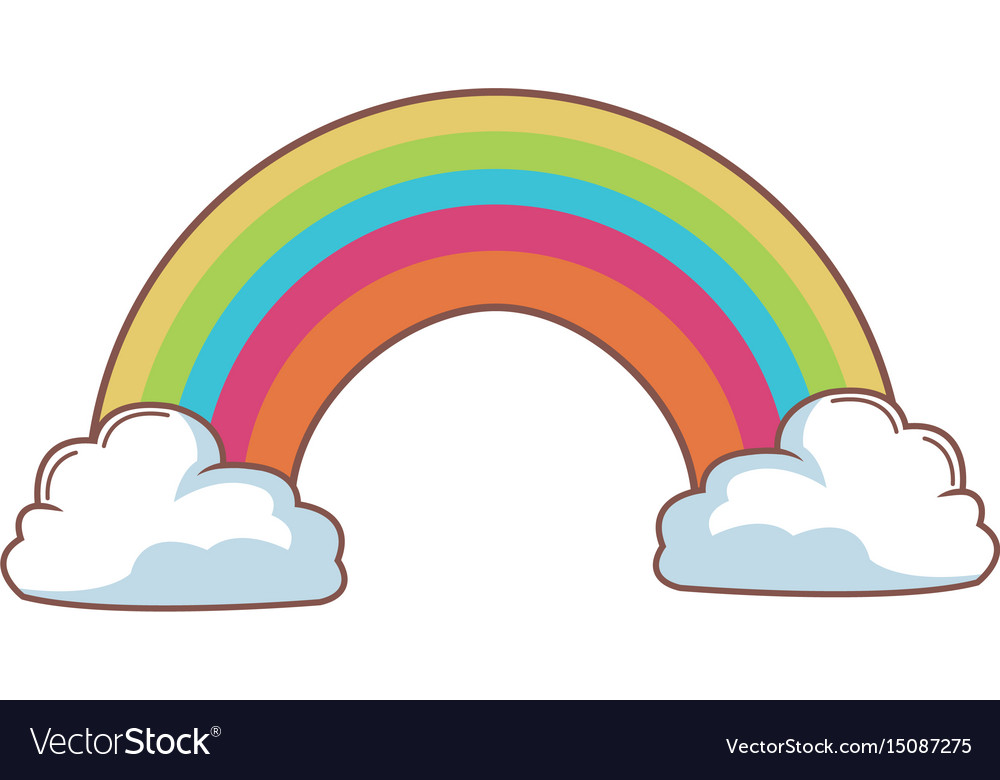 Cartoon beauty rainbow with clouds Royalty Free Vector Image