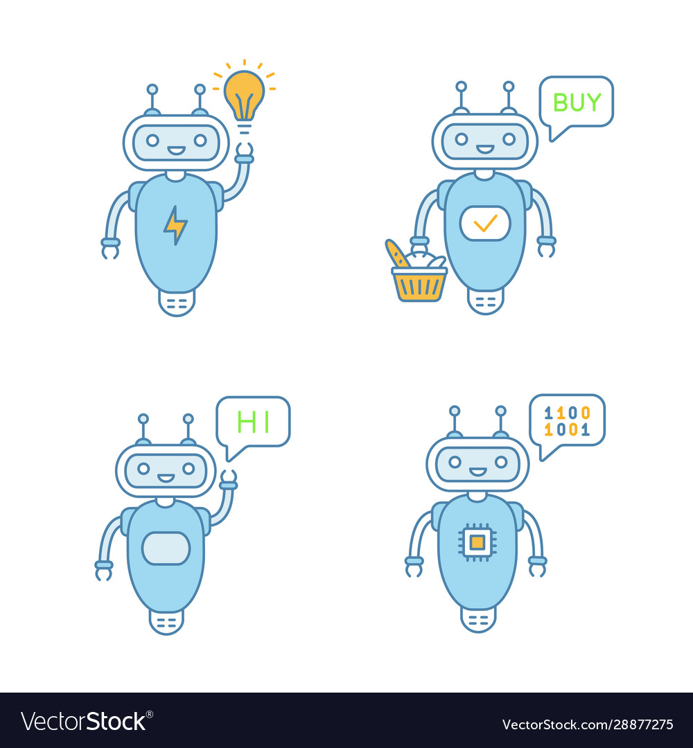 Chatbots color icons set Vector Image Chatbots color icons set