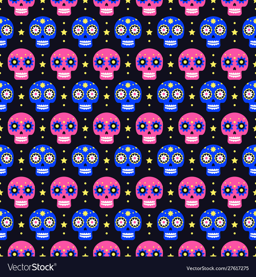 Day dead seamless pattern with colorful Vector Image Day dead seamless pattern with colorful