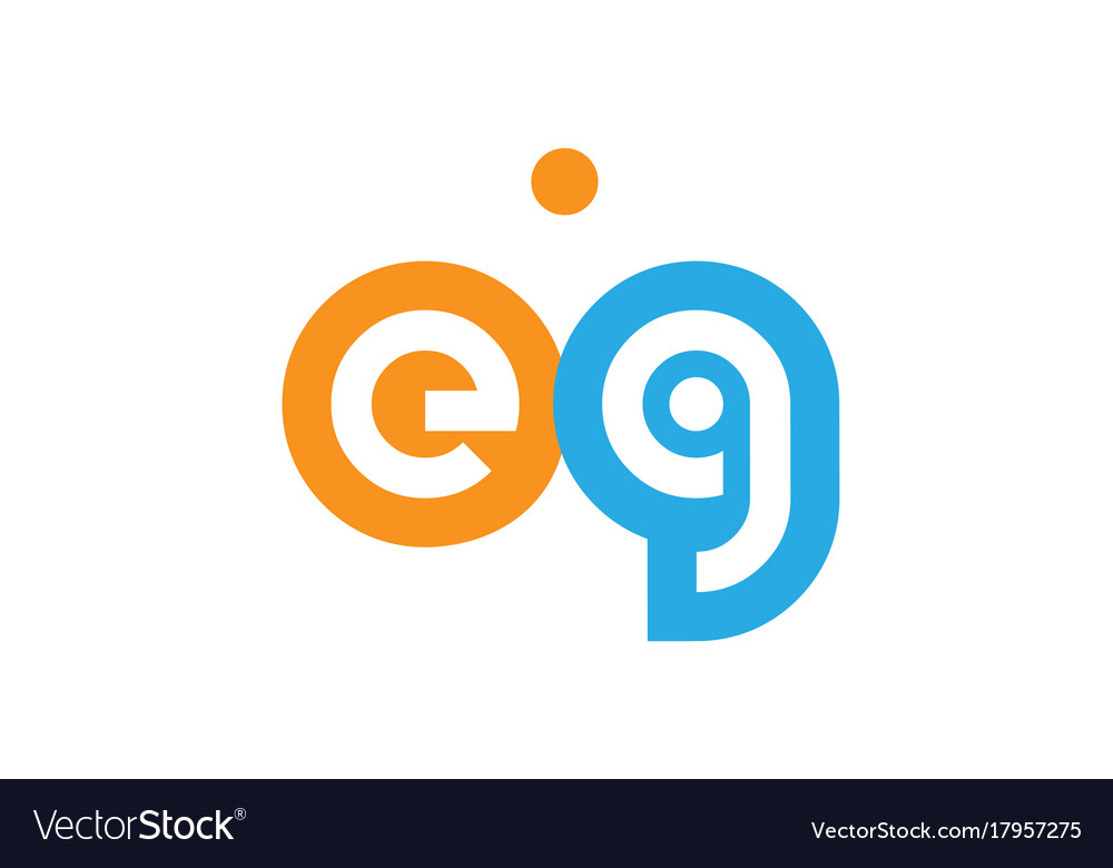 Eg e g orange blue alphabet letter logo Royalty Free Vector