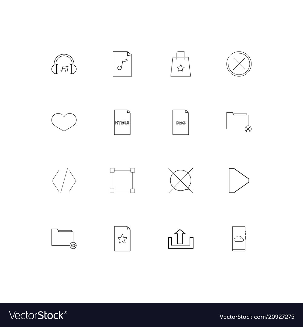 Files and folders sign linear thin icons set