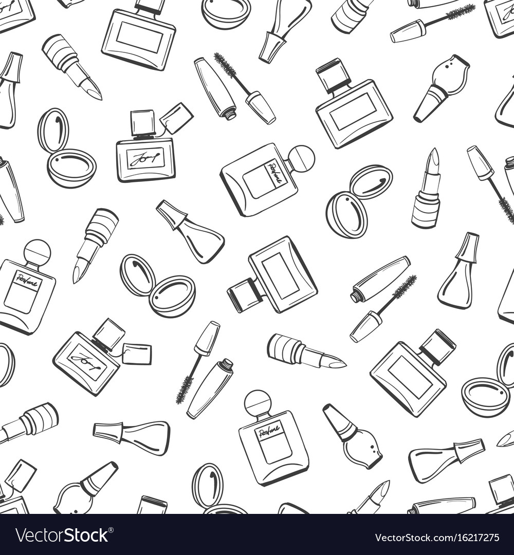 Girls seamless pattern with cosmetics elements Vector Image