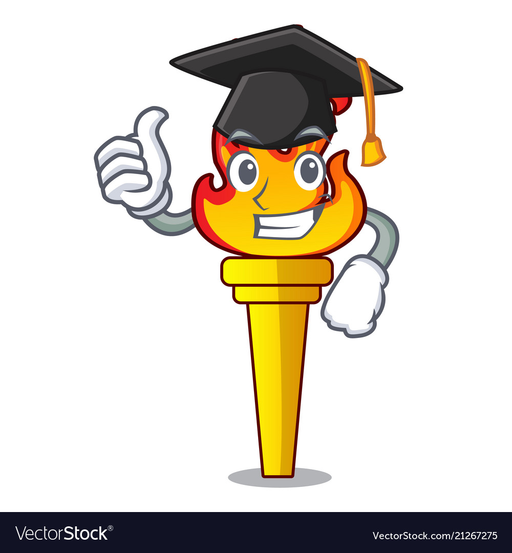 Graduation torch character cartoon style