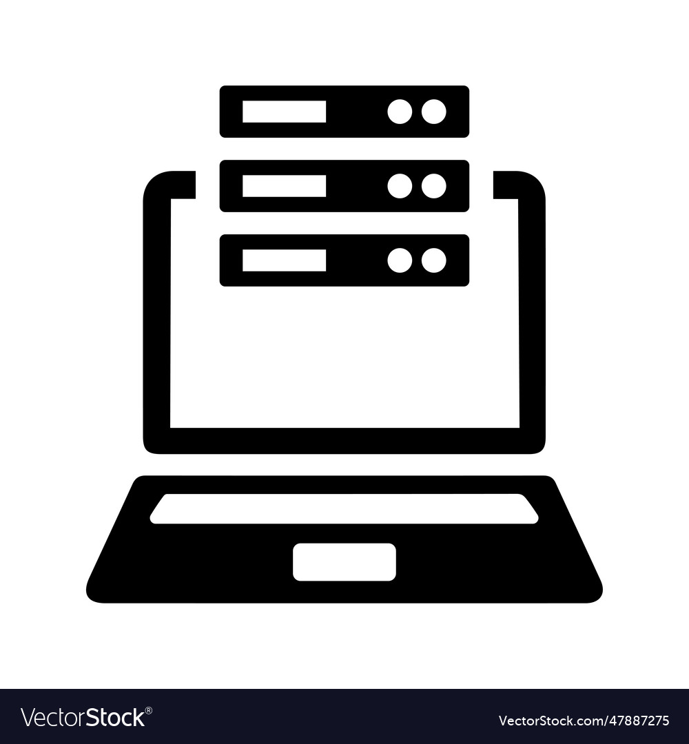 Laptop with data server icon