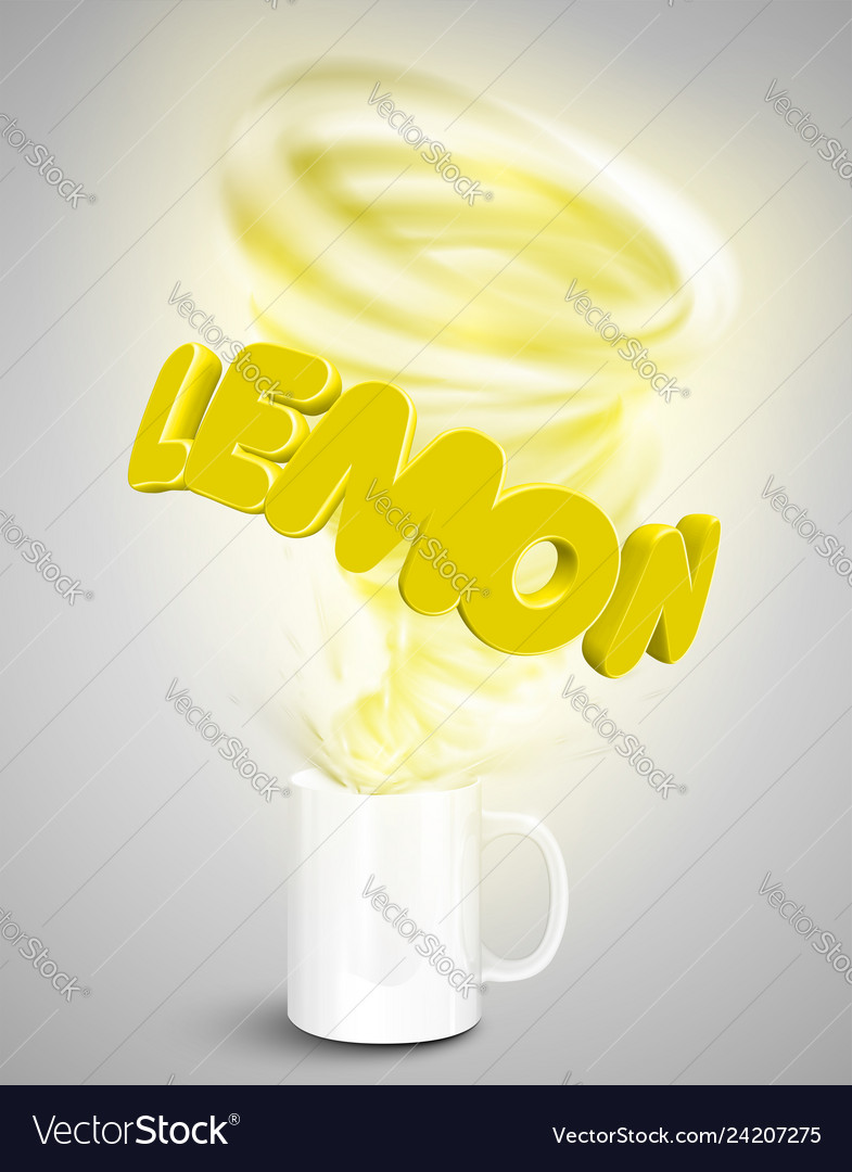 Lemon yoghurtdrink in a cup realistic