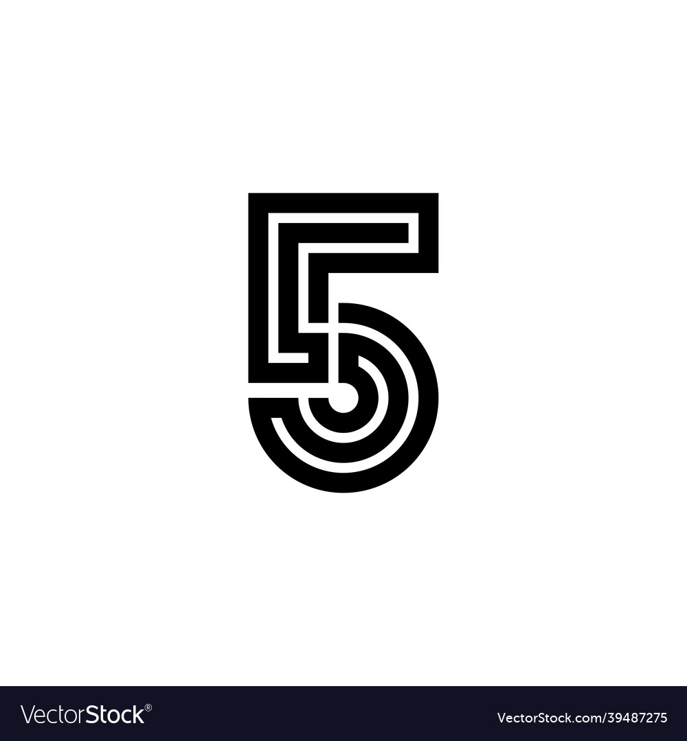 Maze line number logotype 5 vector image Maze line number logotype 5
