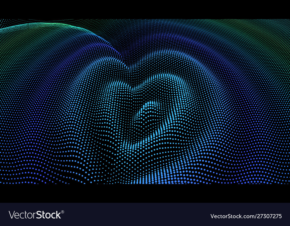 Particle 3d wavy ripple effect color grid surface
