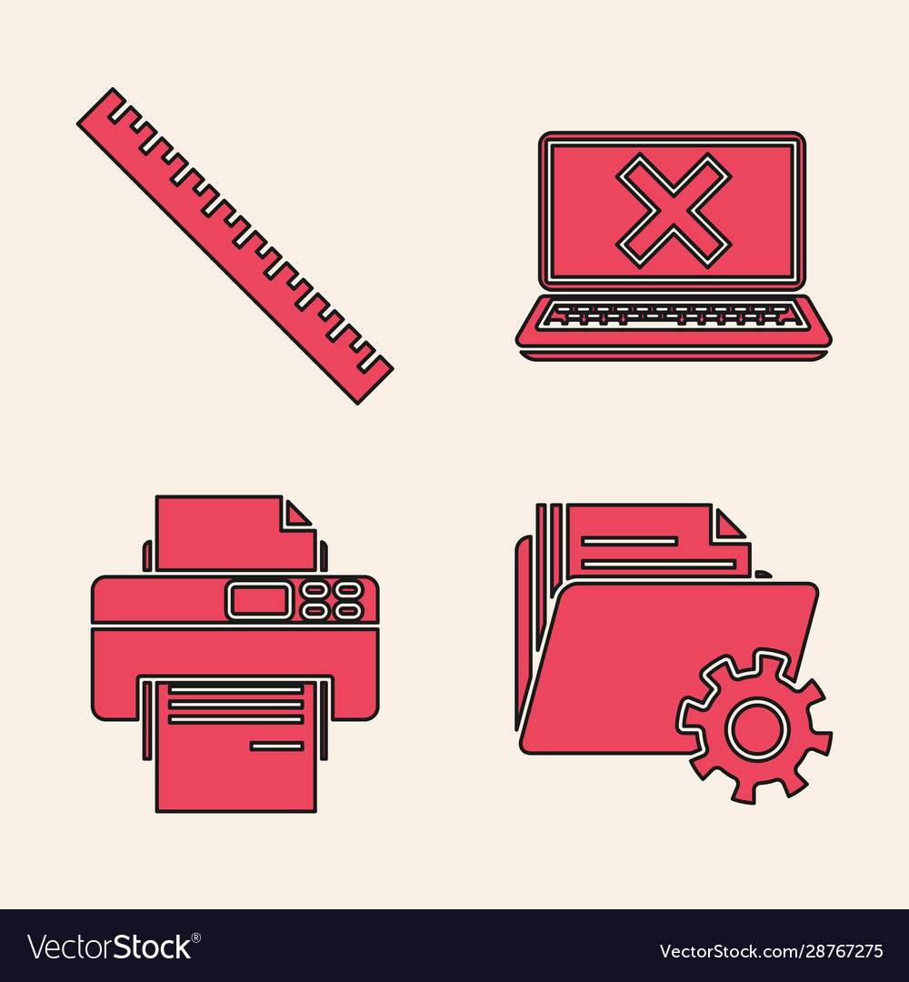 Set folder settings with gears ruler laptop vector image Set folder settings with gears ruler laptop