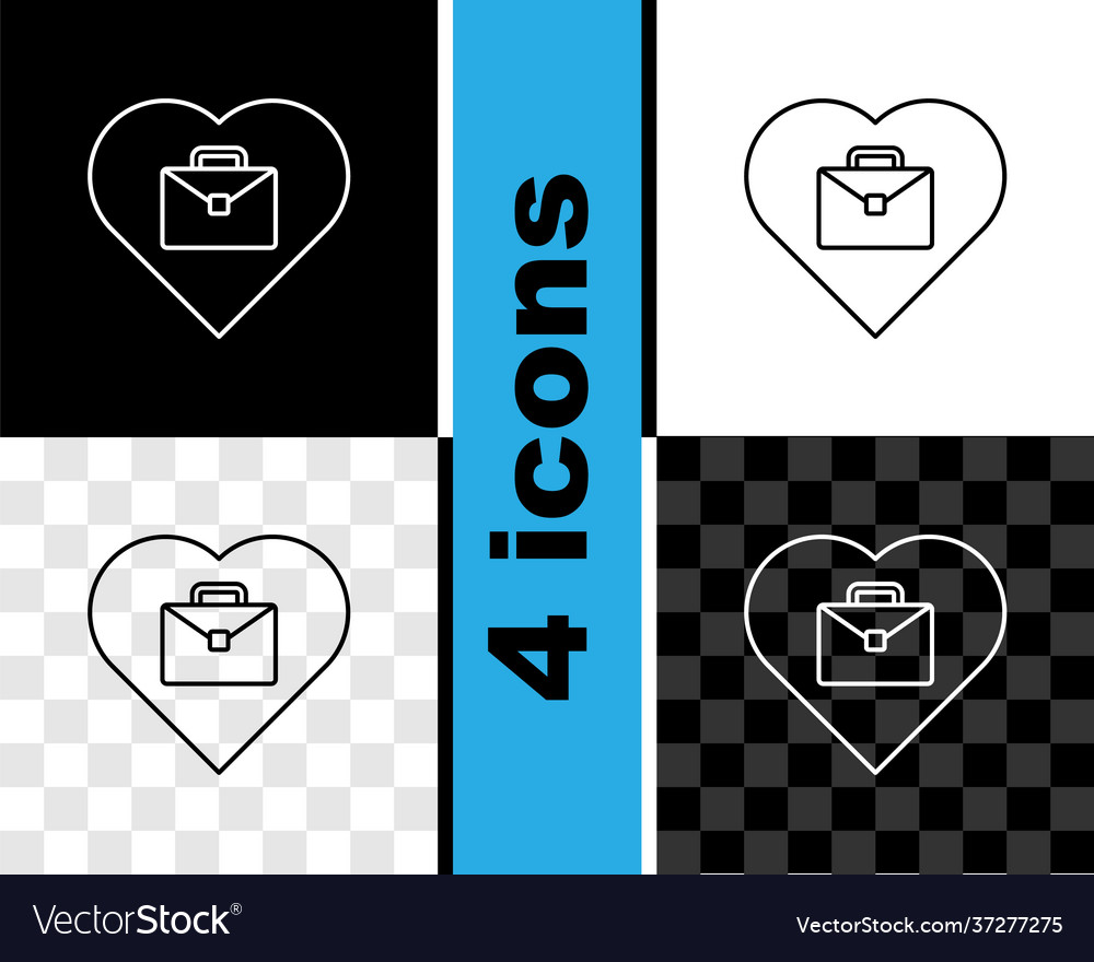 Set line heart with text work icon isolated vector image Set line heart with text work icon isolated