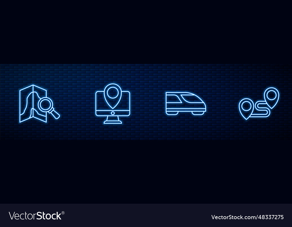 Set line high-speed train search location monitor vector image Set line high-speed train search location monitor