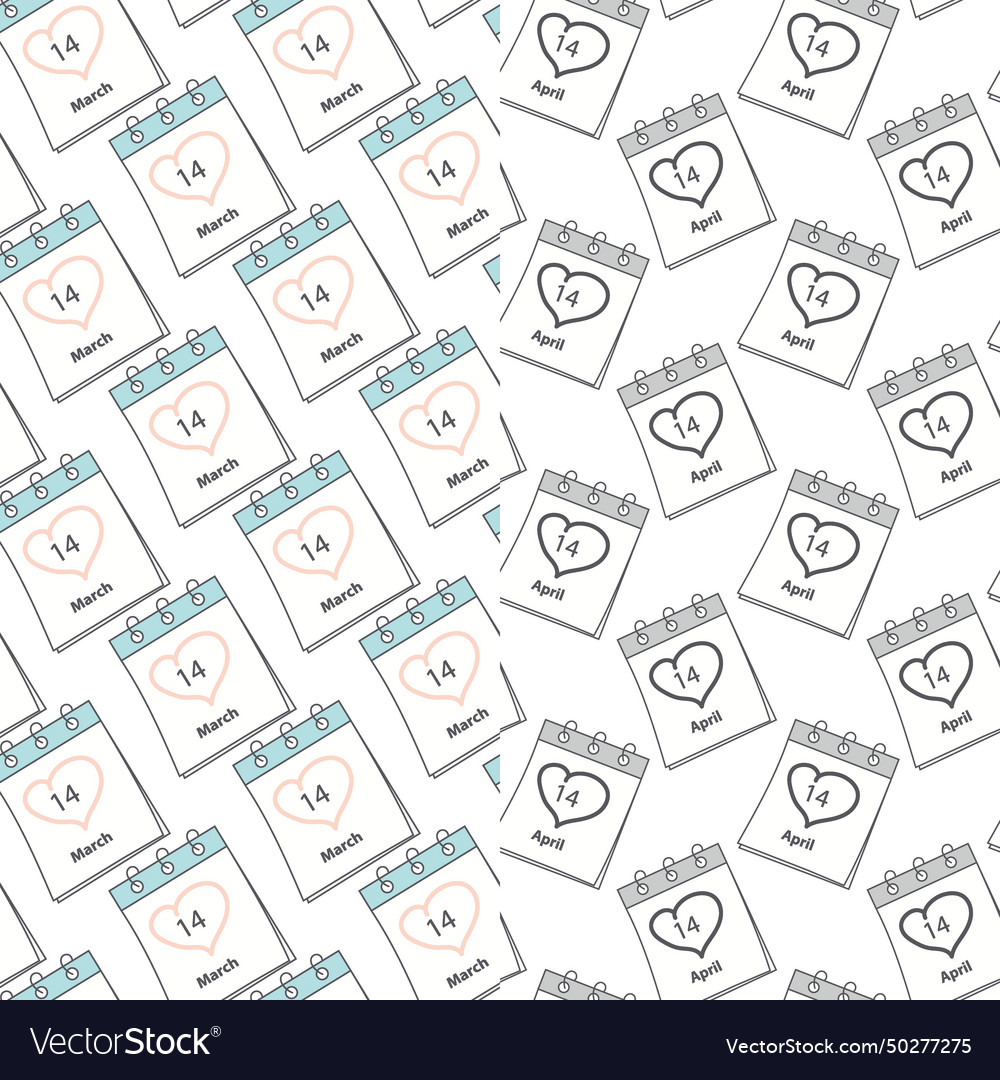Set of 2 seamless patterns calendar pages